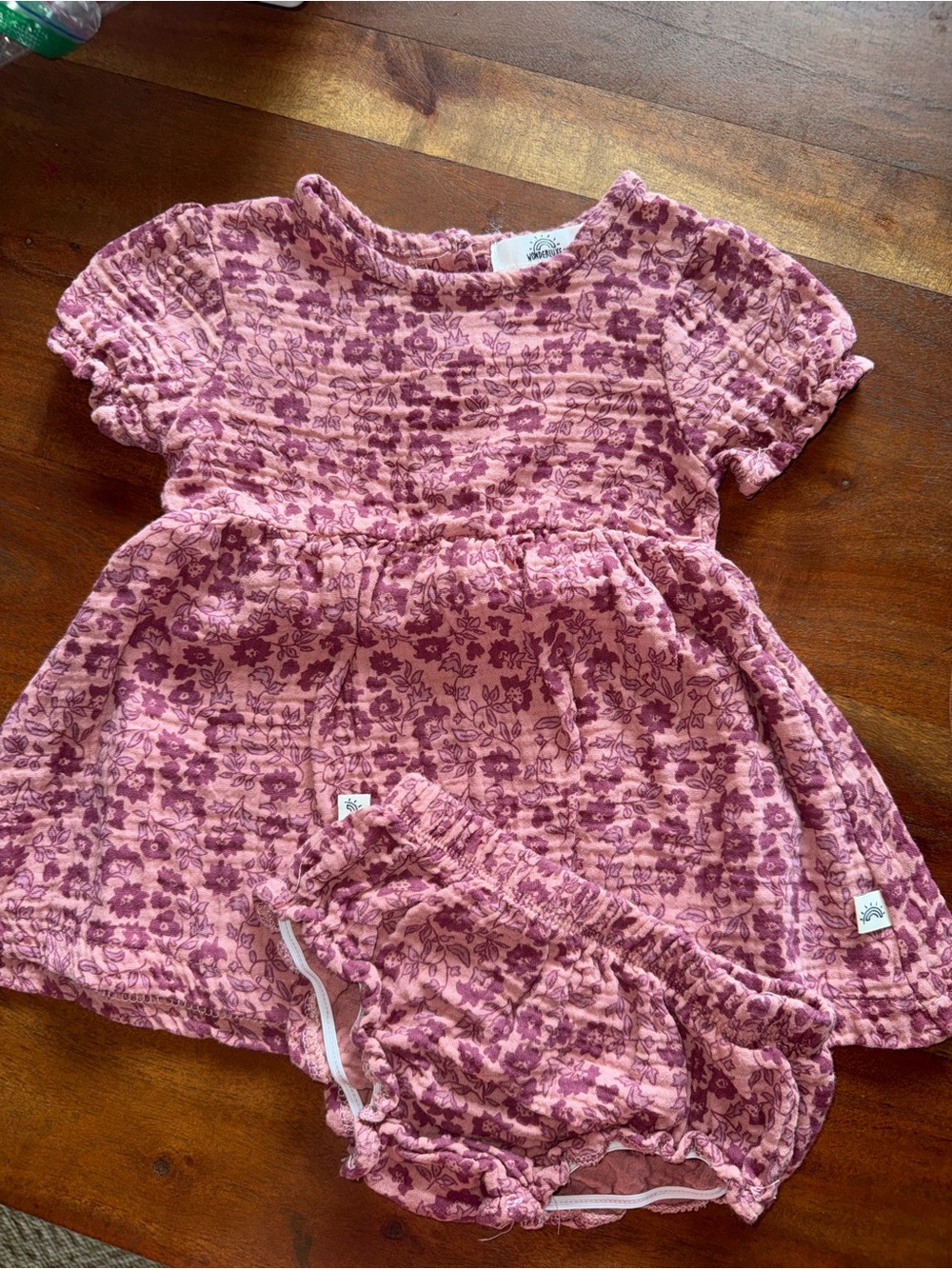 Girls Pink Floral Two-Piece Matching Set with Bloomers